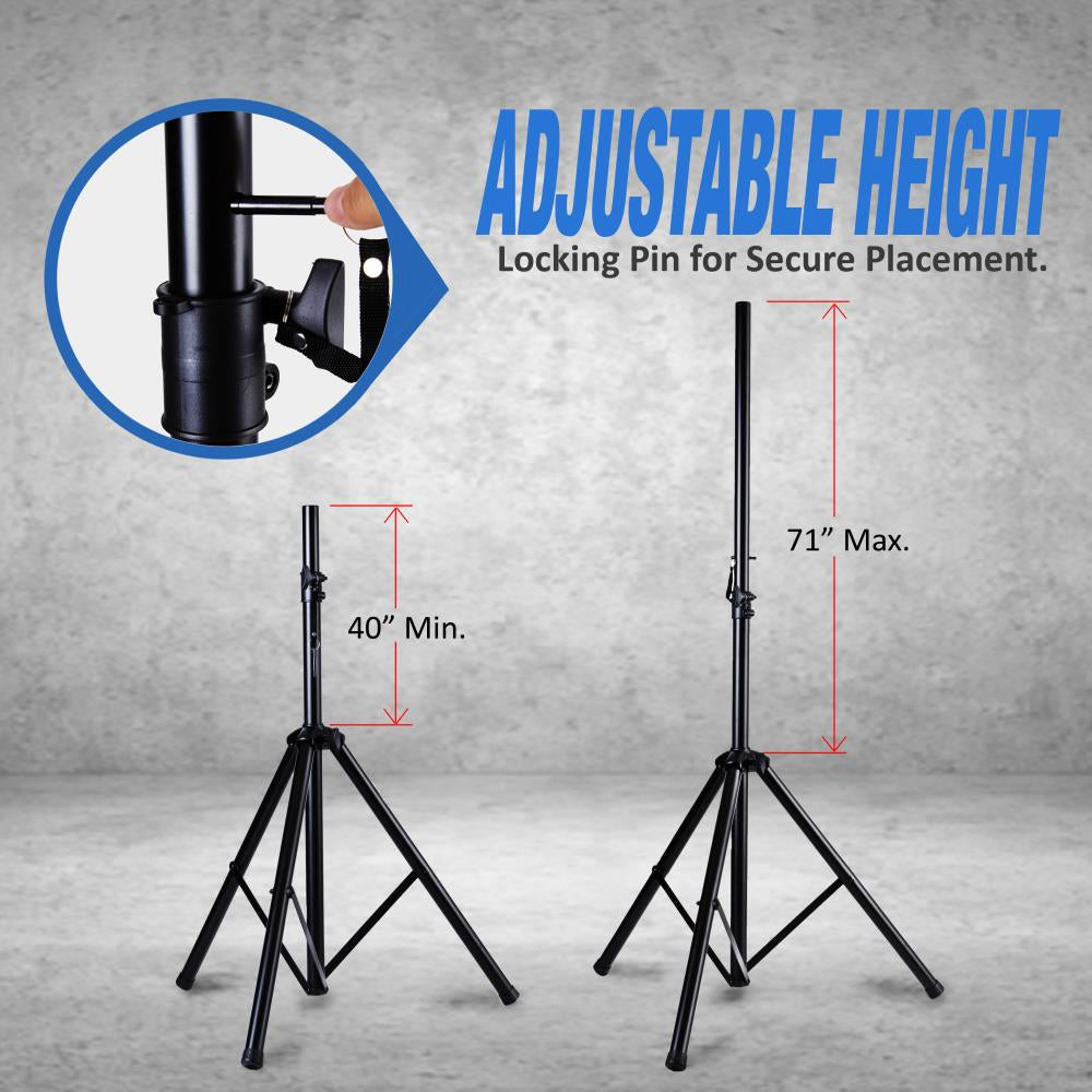 Pyle PSTK107 Dual Speaker Tripod Stand Adjustable Mount Holders Pair (2 Pack) - VMInnovations