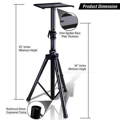 Pyle Universal Tripod Dual Monitor Speaker Stand Mount Kit, Pair (Open Box) - VMInnovations
