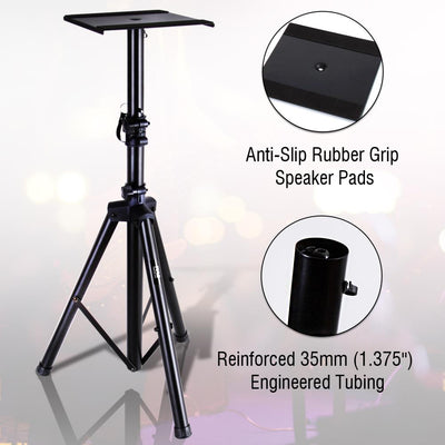Pyle PSTND32 Universal Tripod Dual Studio Monitor Speaker Stand Mount (8 Pack)