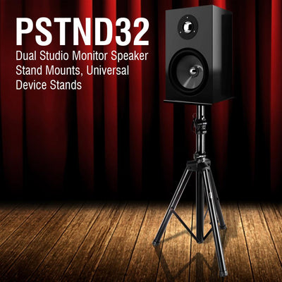 Pyle PSTND32 Universal Tripod Dual Studio Monitor Speaker Stand Mount (4 Pack) - VMInnovations