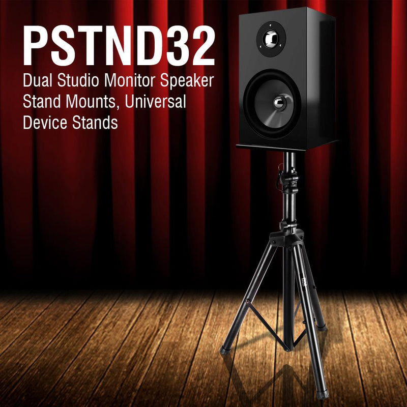 Pyle PSTND32 Universal Tripod Dual Studio Monitor Speaker Stand Mount Kit, Pair