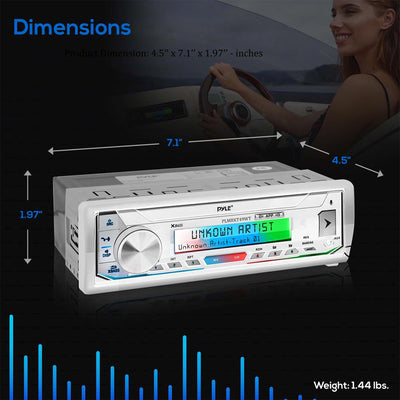 Pyle PLMRKT32WT Marine Receiver Stereo System w/ Pair 5.25 Inch Speakers, White - VMInnovations