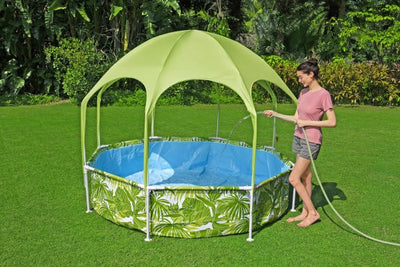 H2OGO! Kids Splash-in-Shade Round Above Ground Pool with Canopy Sunshade, Green