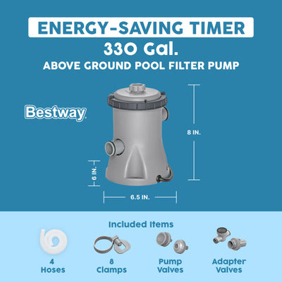 Bestway 58511E-BW Flowclear 330 Gallon Above Ground Pool Pump with GFCI Plug