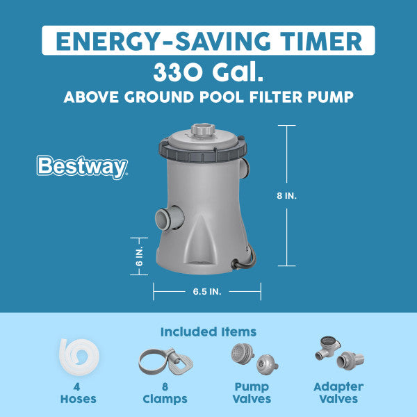 Bestway 58511E-BW Flowclear 330 Gallon Above Ground Pool Pump with GFCI Plug