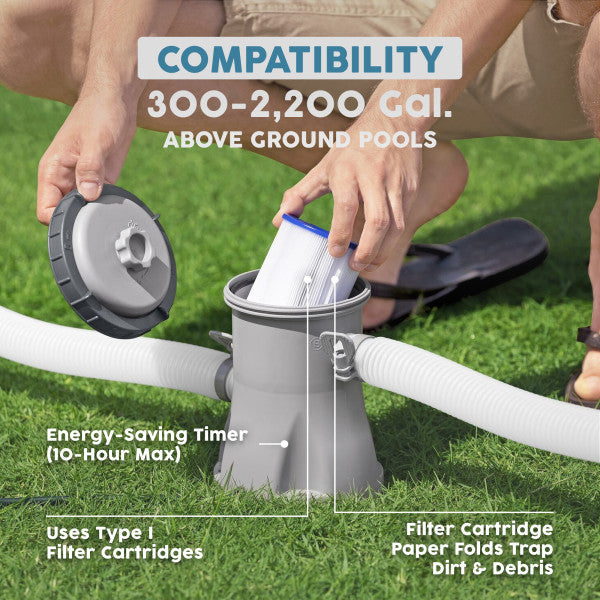 Bestway 58511E-BW Flowclear 330 Gallon Above Ground Pool Pump with GFCI Plug