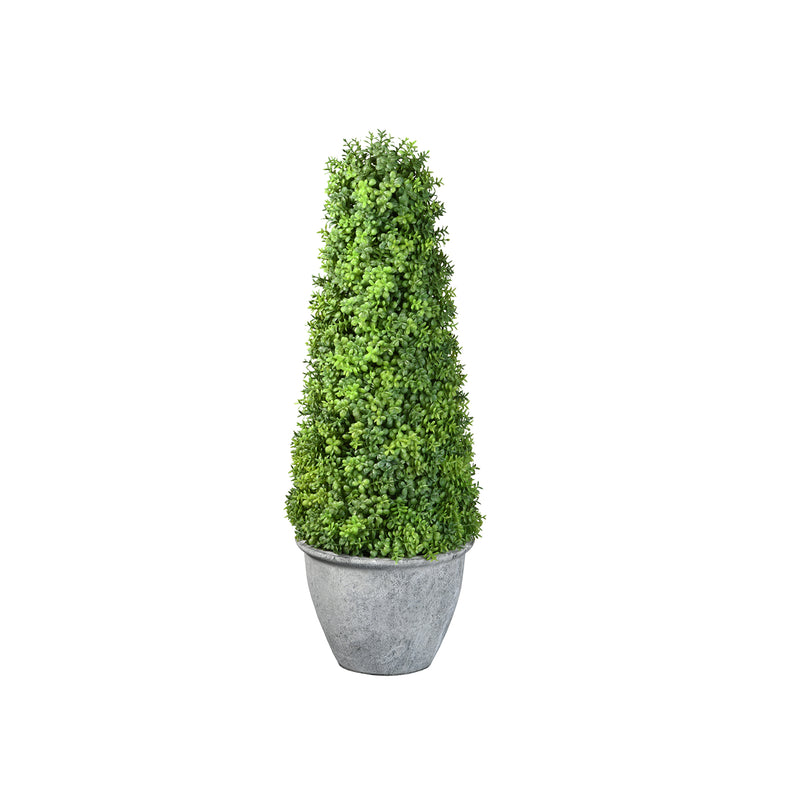 16 Inch Cone Topiary Artificial Plant w/ Gray Ceramic Pot (Open Box)