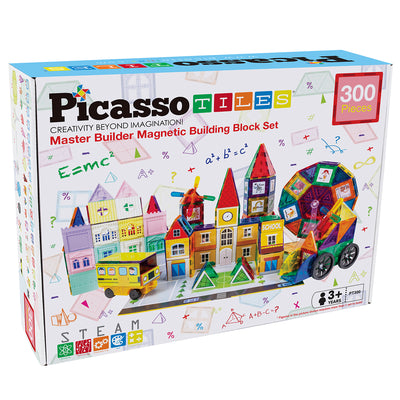 Picasso Tiles 3in1 Master Builder Magnetic Kids Block Set, 300 Piece (Open Box) - VMInnovations