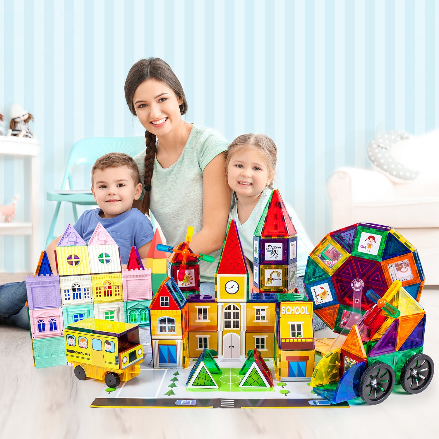 Picasso Tiles 3in1 Master Builder Magnetic Kids Block Set, 300 Piece (Open Box) - VMInnovations