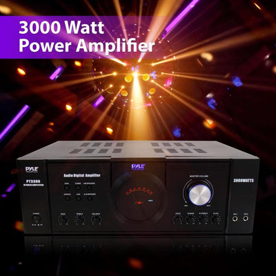 PYLE PRO PT3300 3000 Watt Rack Mountable Home Power Stereo LED PA DJ Amplifier