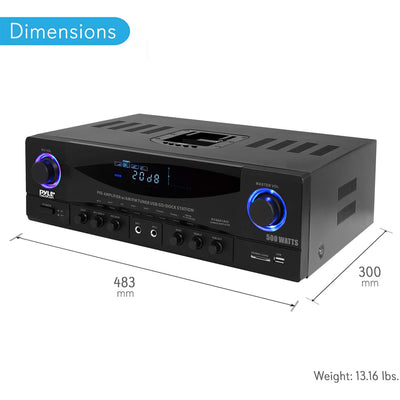 Pyle 500 Watt 2 Channel Stereo Sound System Receiver with USB and SD (For Parts)