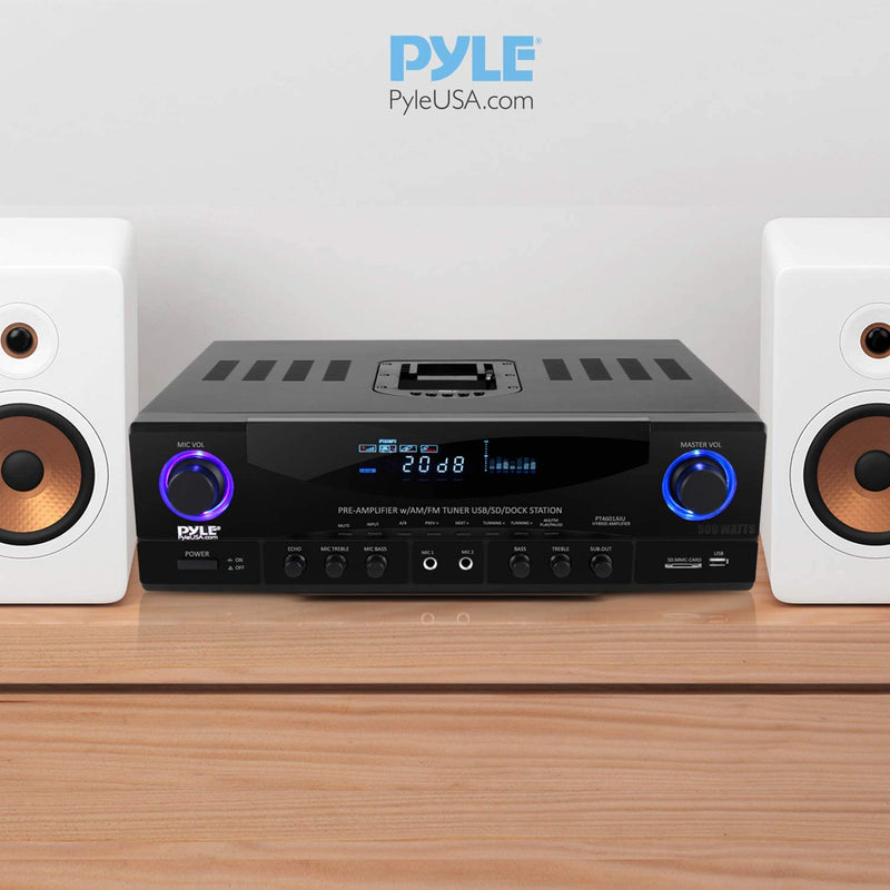 Pyle 500 Watt 2 Channel Stereo Sound System Receiver with USB and SD (For Parts)