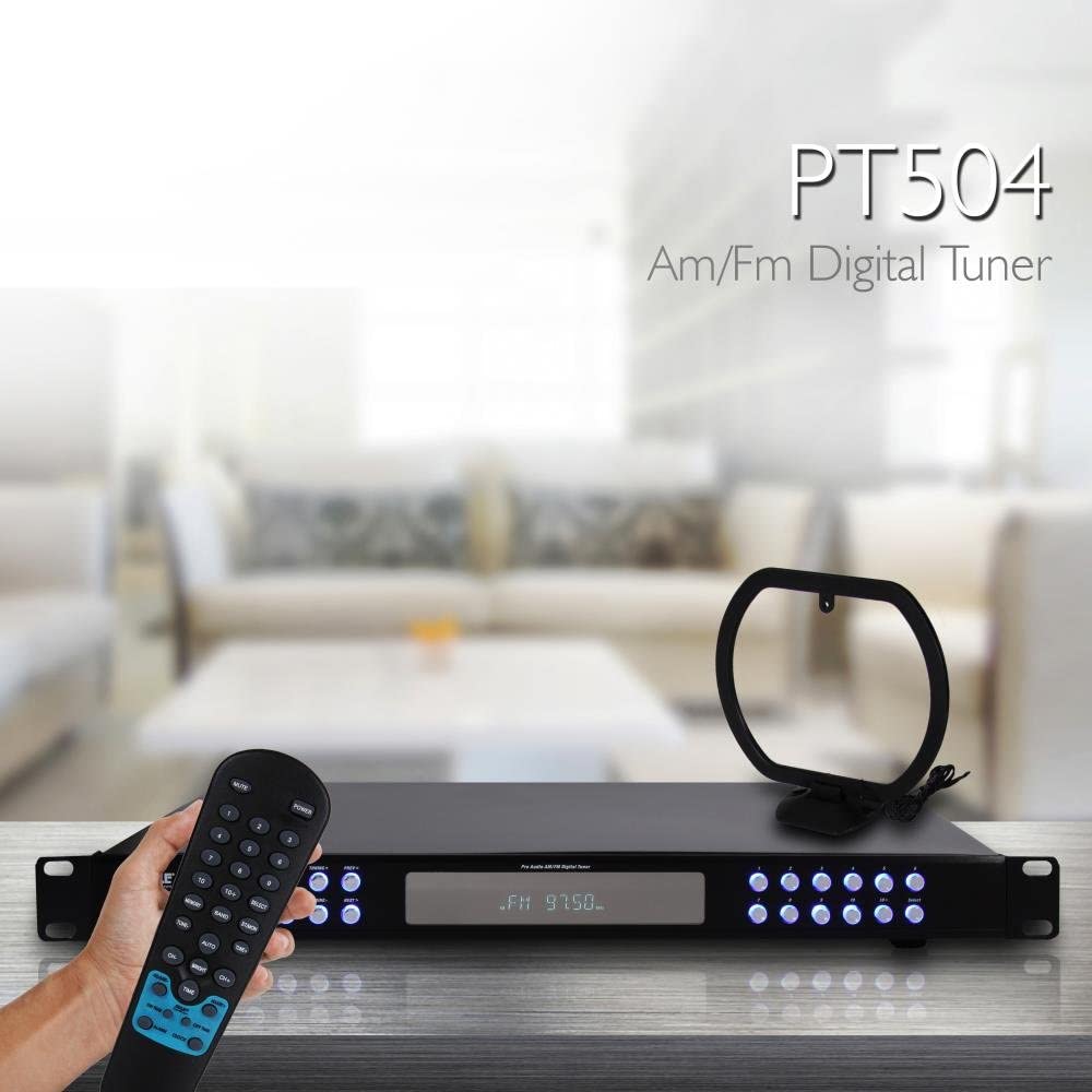 PYLE PT504 Rack Mountable AM/FM Pro Digital Tuner with 60 Radio Station Storage