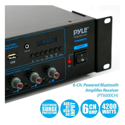 Pyle PT6000CH Bluetooth Home Audio 4200 Watt 6 Channel Amplifier Stereo Receiver - VMInnovations