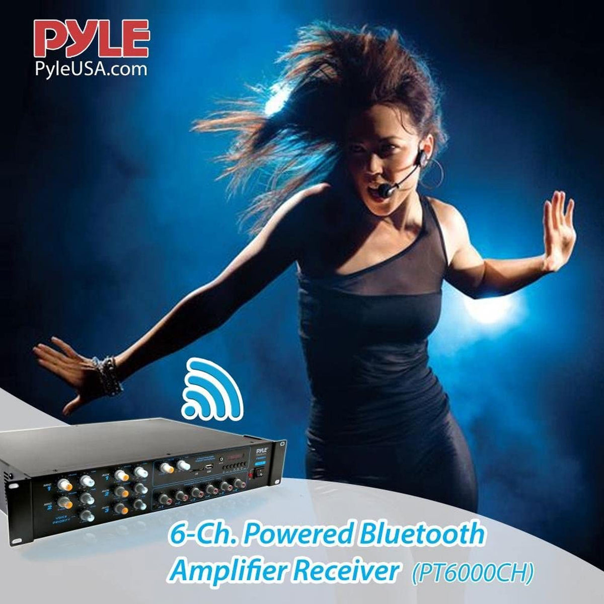 Pyle PT6000CH Bluetooth Home Audio 4200 Watt 6 Channel Stereo Receiver (4 Pack)