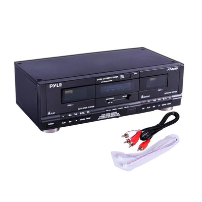 Pyle PT649D Dual Stereo Cassette Deck Player System for Music & Audio Recording