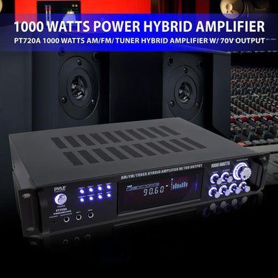 Pyle 4 Channel 1000 Watts AM/FM Tuner Hybrid Amplifier with 70V Output(Open Box)