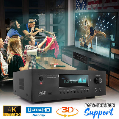 Pyle 5.2 Channel Bluetooth Audio Receiver Amp w/ 2 Microphones, Black (Open Box) - VMInnovations