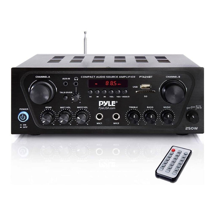 Pyle PTA24BT Bluetooth Home Audio 250W 2 Channel Amp Stereo Receiver (2 Pack) - VMInnovations