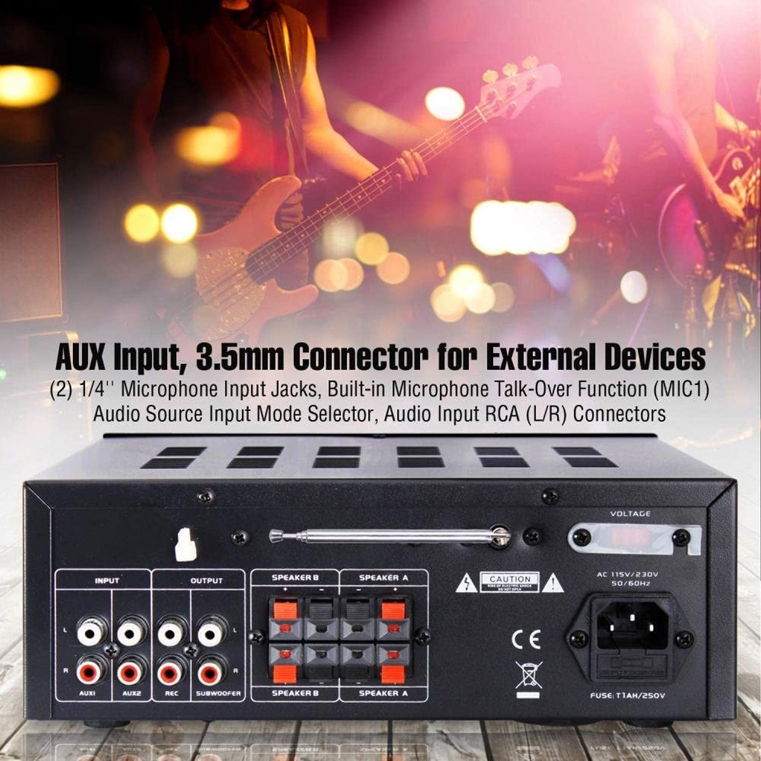 Pyle PTA24BT Bluetooth Home Audio 250W 2 Channel Amp Stereo Receiver (4 Pack) - VMInnovations