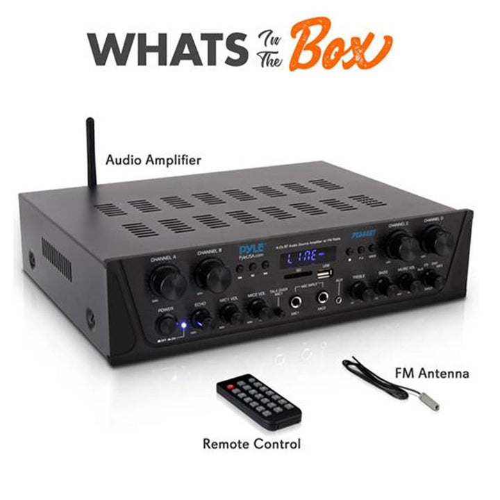 Pyle Bluetooth Home Audio 500 Watt 4 Channel Amplifier Stereo Receiver(Open Box)