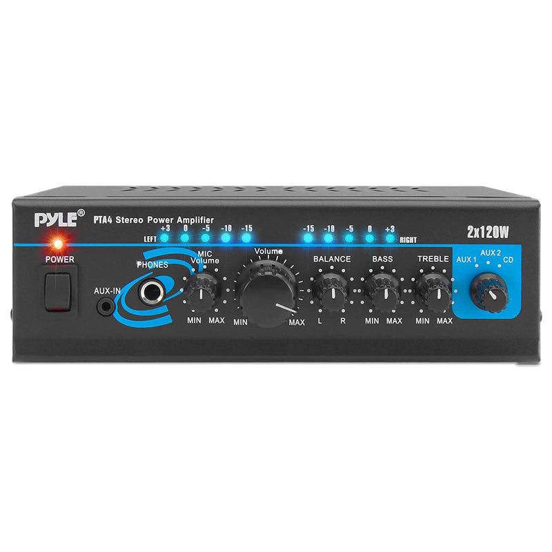 Pyle PTA4 Mini Bluetooth Home Audio 240 Watt 2 Channel Amplifier Stereo Receiver