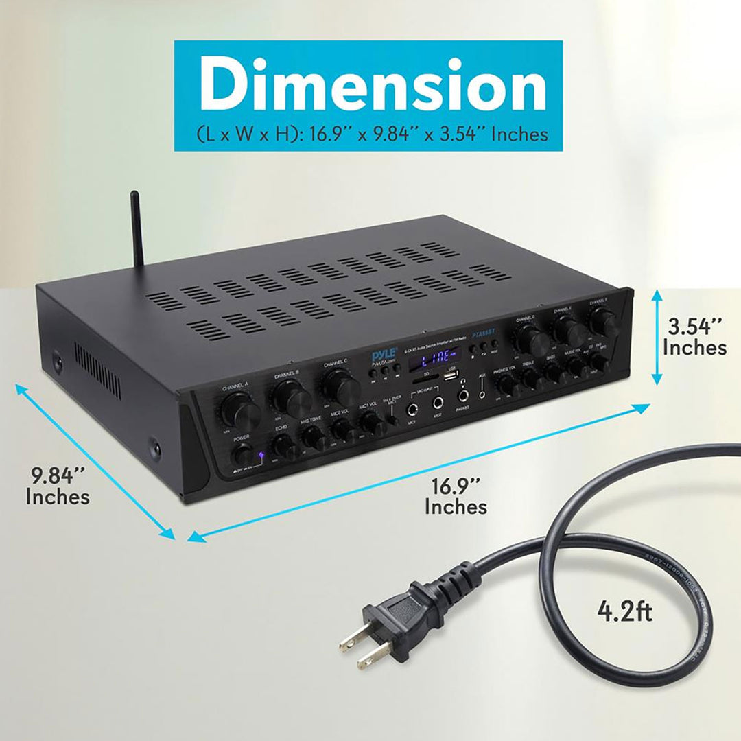 Pyle Bluetooth Home Audio 600 Watt 6 Channel Amplifier Stereo Receiver(Open Box)