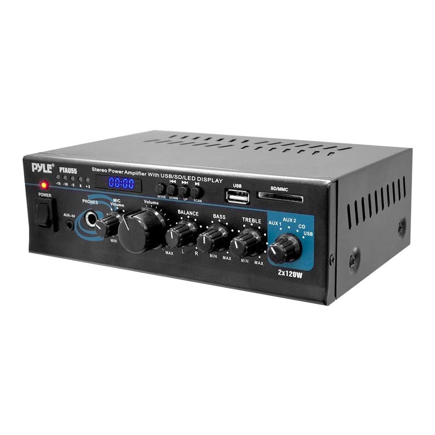 Pyle PTAU55 Bluetooth Home Audio 2 x 120 Watt 2 Channel Power Amplifier Receiver - VMInnovations