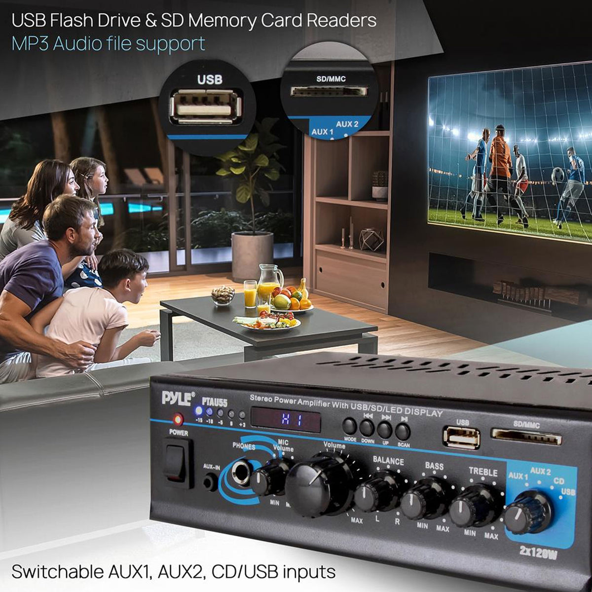 Pyle Bluetooth Home Audio 2 x 120 Watt 2 Channel Amplifier Receiver (For Parts)