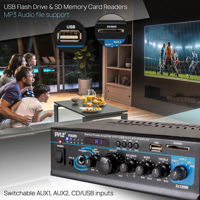 Pyle Bluetooth Home Audio 2 x 120 Watt 2 Channel Amplifier Receiver (For Parts)