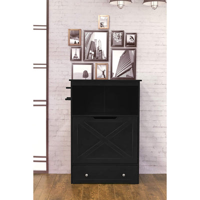 Zoovilla Pet Feeder Large Storage Bin with Hidden Elevated Dog Bowl Stand, Black