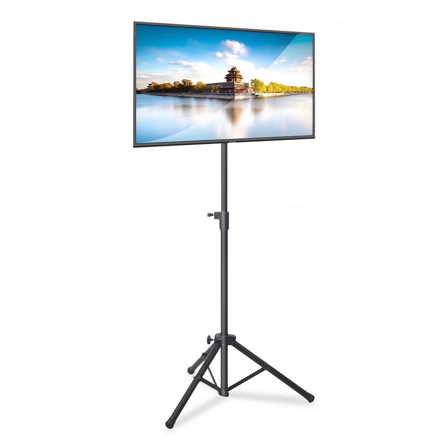 Pyle Foldable Portable Adjustable Height Steel Tripod Flatscreen TV Stand, Black - VMInnovations
