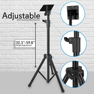 Pyle Foldable Portable Adjustable Height Steel Tripod Flatscreen TV Stand, Black - VMInnovations