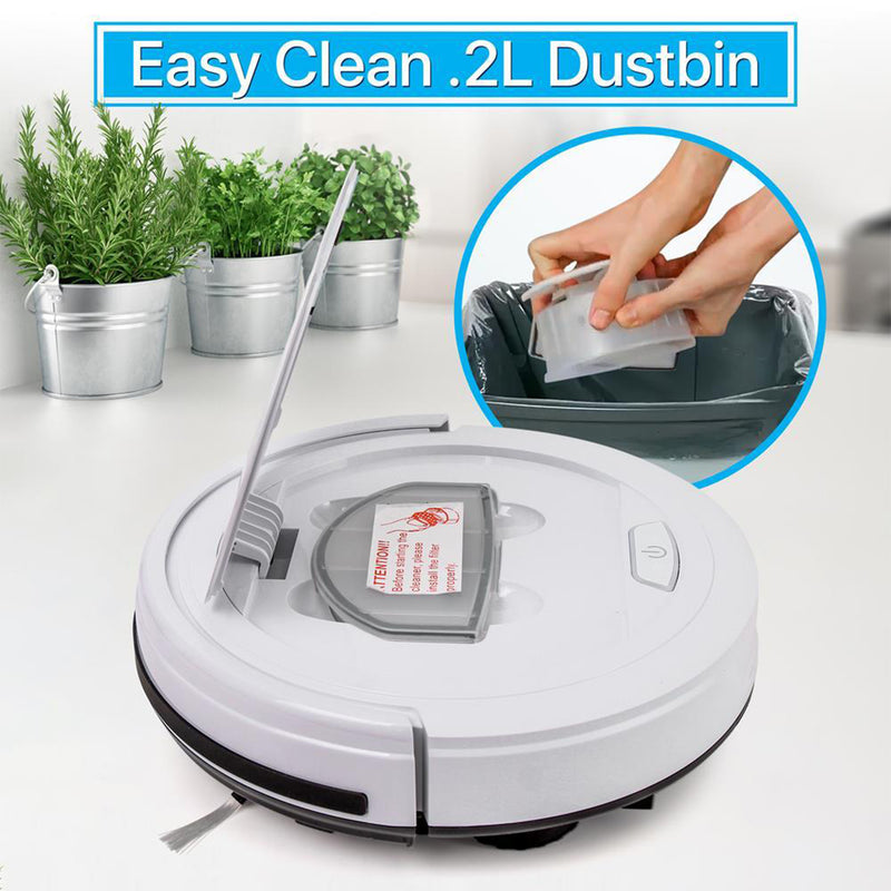 Pyle PureClean Smart Automatic Robot Vacuum Powerful Home Cleaning System, White