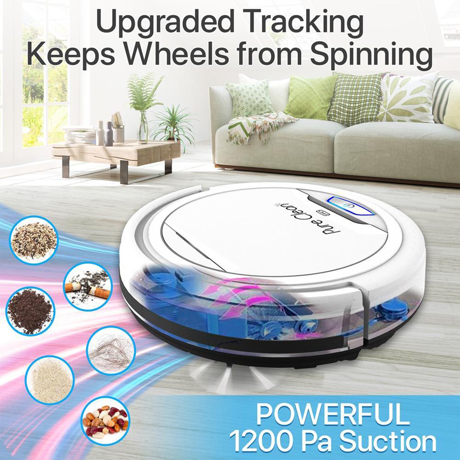 Pyle PureClean Smart Automatic Robot Vacuum Powerful Home Cleaning System, White - VMInnovations
