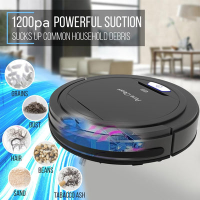 Pyle PureClean Smart Robot Vacuum Powerful Home Cleaning System, Black(Open Box)