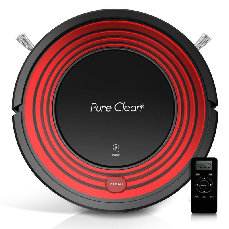 PureClean PUCRC95 Programmable Robot Vacuum Home Cleaning System, Red (2 Pack)
