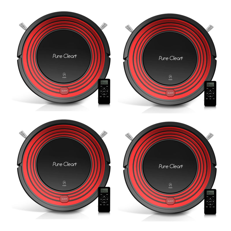 PureClean PUCRC95.5 Programmable Robot Vacuum Home Cleaning System, Red (4 Pack)