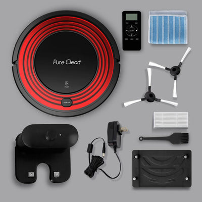 PureClean Automatic Programmable Robot Vacuum Home Cleaning System, Red (Used) - VMInnovations