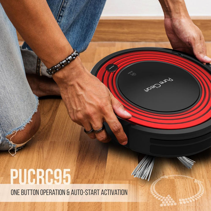 PureClean Automatic Programmable Robot Vacuum Home Cleaning System, Red (Used)