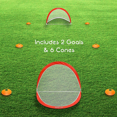 GoSports Portable Pop Up 4 foot Soccer Goals with Set of 2 Nets, Cones and Case