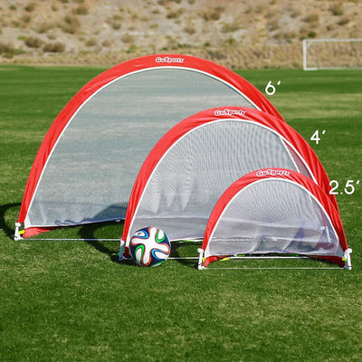 GoSports Portable Pop Up 4 foot Soccer Goals with Set of 2 Nets, Cones and Case