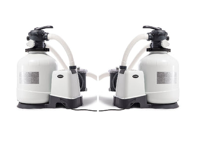 Intex 3000 GPH Above Ground Pool Sand Filter Pump with Automatic Timer (2 Pack)