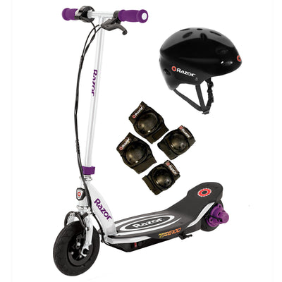 Razor Power Core E100 Kids RideOn Electric Motor Scooter w/Helmet & Pads, Purple