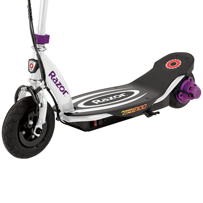 Razor Power Core E100 Kids RideOn Electric Motorized Scooter with Helmet, Purple