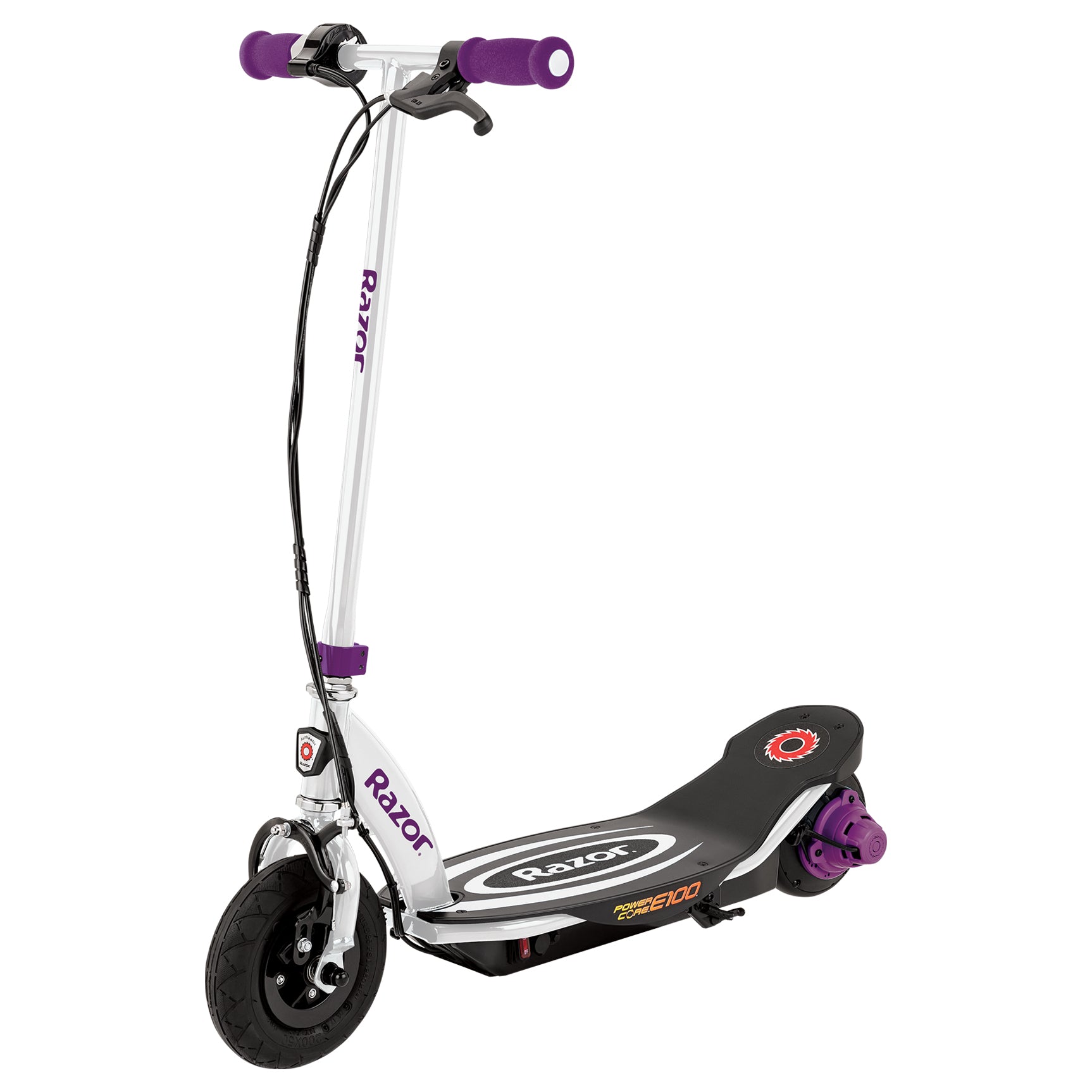 Razor Power Core E100 Kids RideOn Electric Motorized Scooter with Helmet, Purple