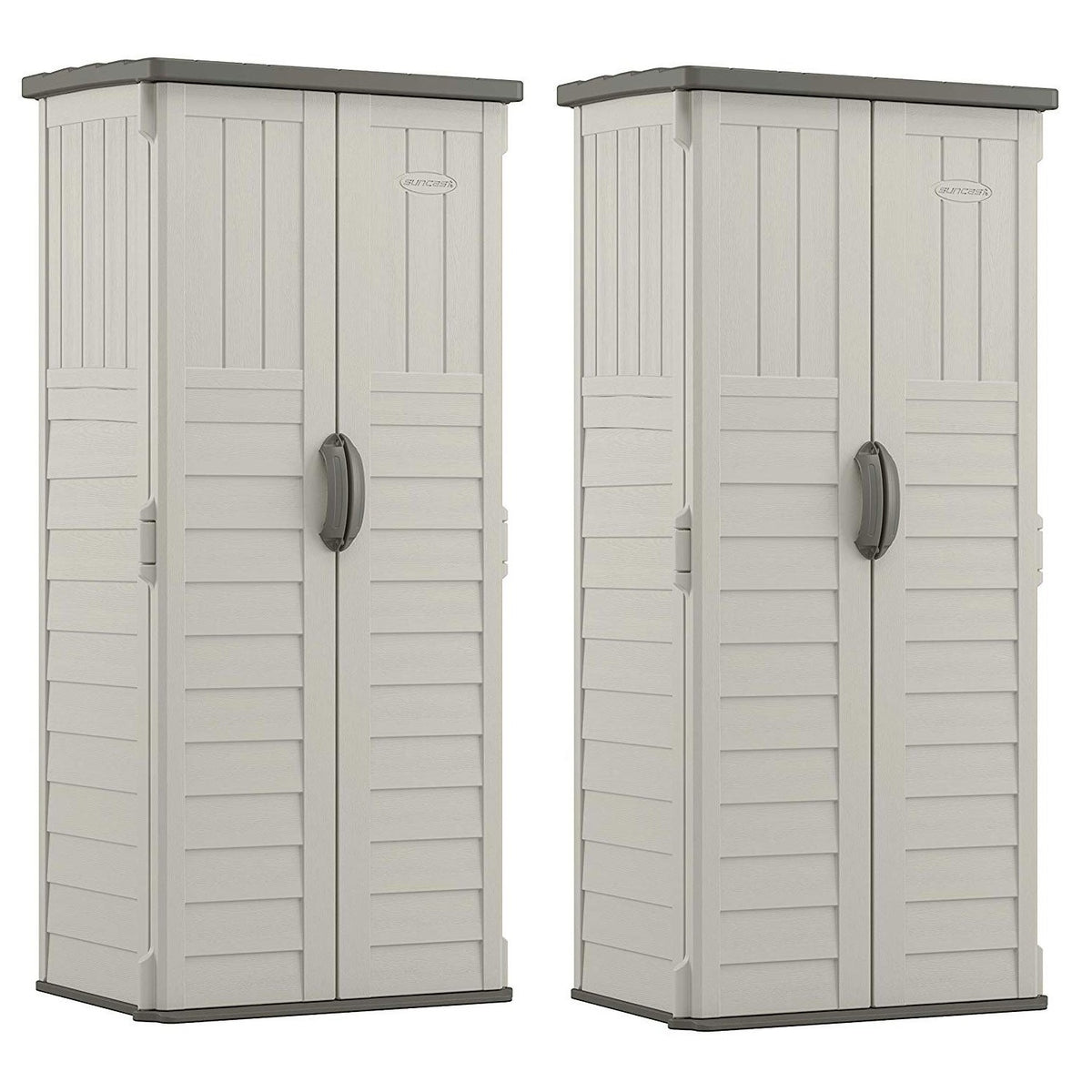 Suncast 22 Cubic Feet Resin Versatile Vertical Storage Shed Building (2 Pack) - VMInnovations