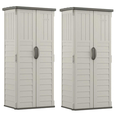 Suncast 22 Cubic Feet Resin Versatile Vertical Storage Shed Building (2 Pack) - VMInnovations