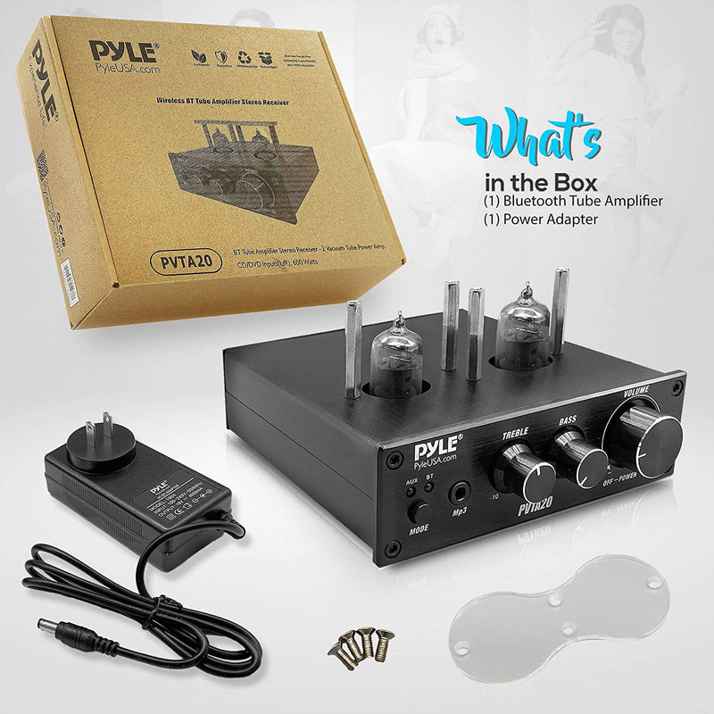 Pyle 600 Watt Wireless Bluetooth 2 Vacuum Tube Amplifier Stereo Receiver (Used)