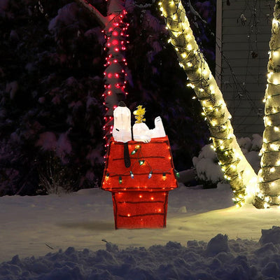 ProductWorks Peanuts 32" Snoopy & Woodstock Doghouse Prelit Christmas Yard - VMInnovations
